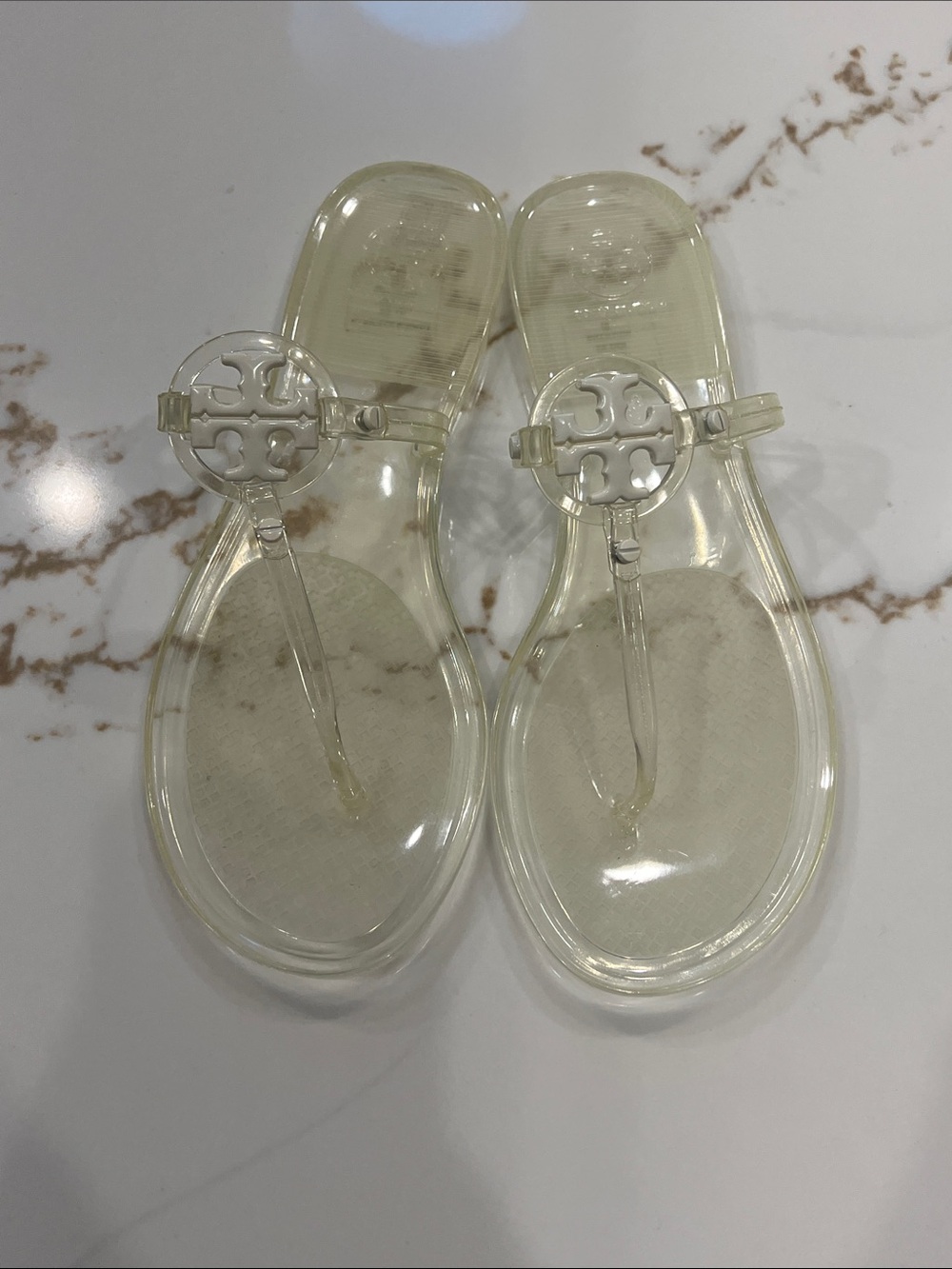 Tory Burch Clear Logo-Emblem Jelly Thong Sandals - Transparent